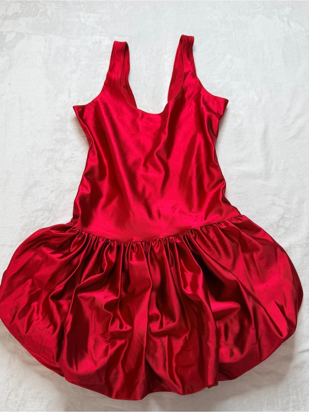 Satin Red Mini Dress with Bubble Skirt